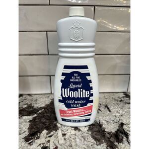Vintage 1980's Liquid Woolite Cold Water Wash Plastic Bottle 32oz PROP 95% Full